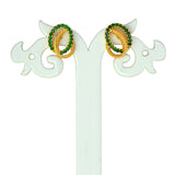 Elegant Gold-Plated Emerald Stone Swirl Stud Earrings