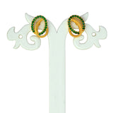 Elegant Gold-Plated Emerald Stone Swirl Stud Earrings