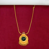Elegant Gold Plated Green Enamel Pendant Necklace - K Supreme