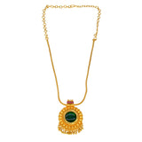 Elegant Gold Plated Green Enamel Pendant Necklace - K Supreme