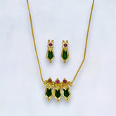 Elegant Gold Plated Green Nagapadam Pendant Necklace - K Supreme