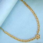 Elegant Gold Plated Leaves Design Stone Necklace - K Supreme