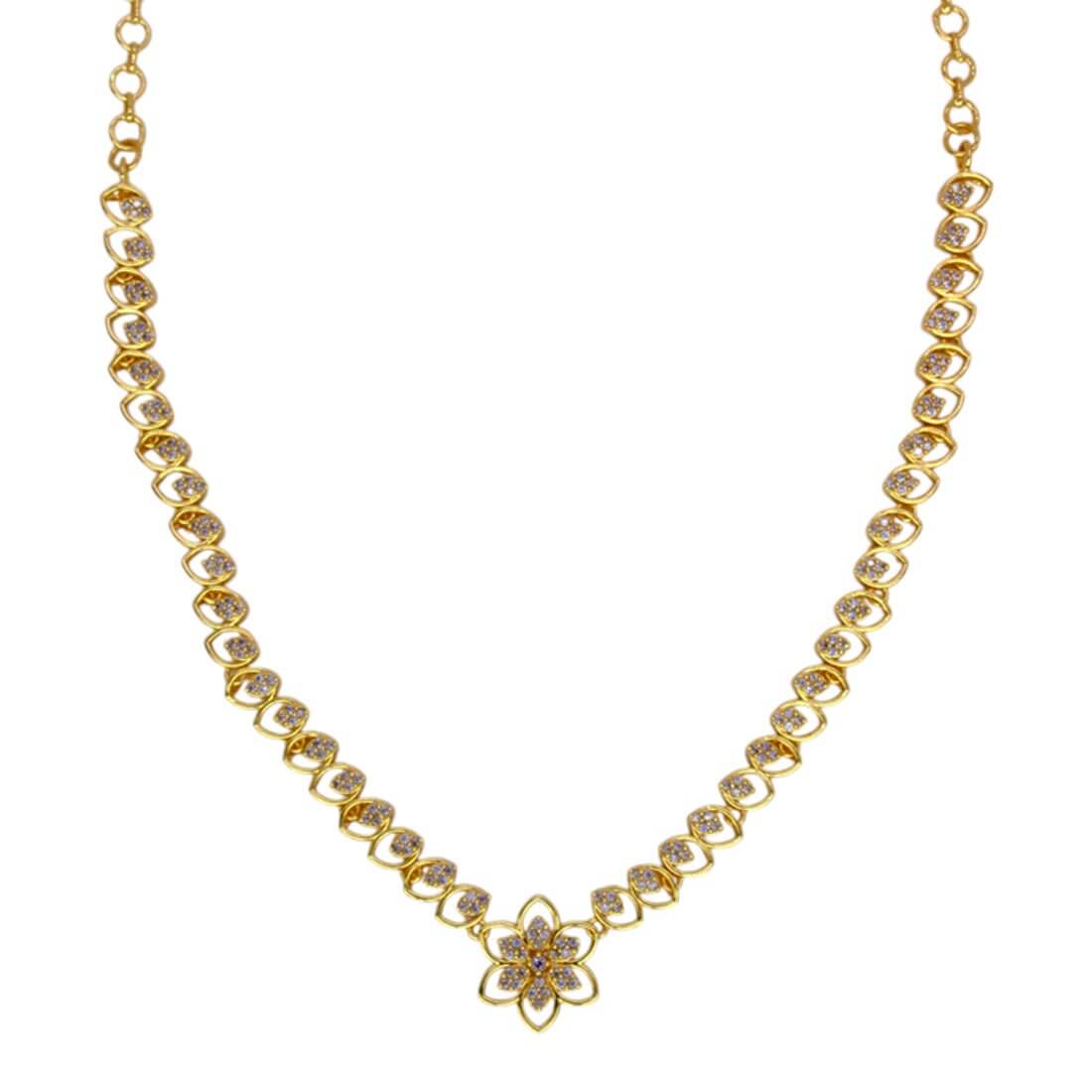 Elegant Gold Plated Leaves Design Stone Necklace - K Supreme