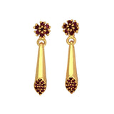 Elegant Gold Plated Ruby Floral Spike Drop Earrings - K Supreme