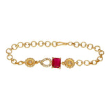 Elegant Gold Plated Square Red Stone CZ Mango Bracelet - KSupreme
