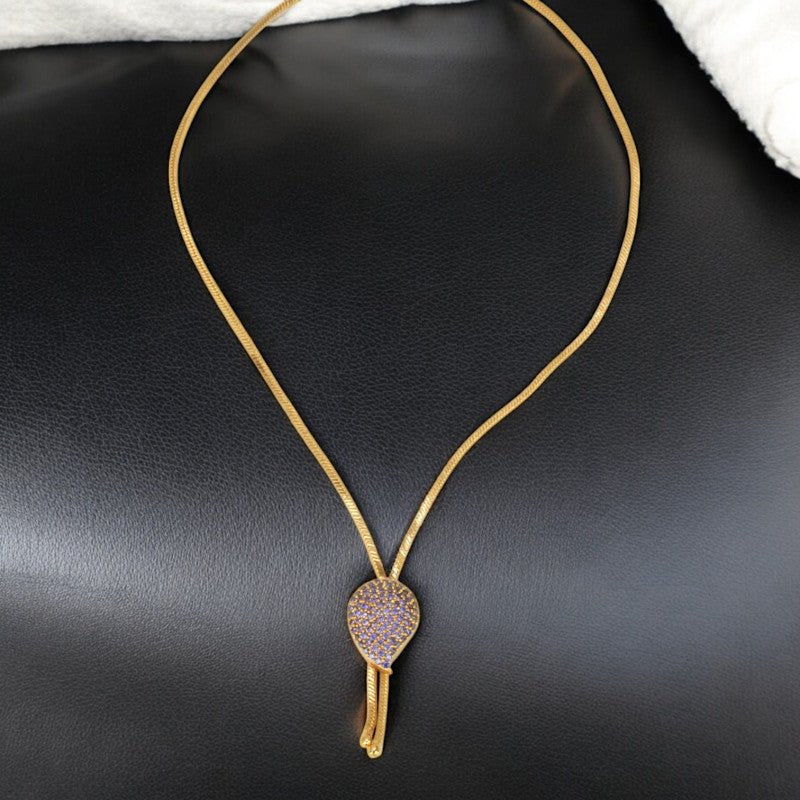 Elegant Gold Plated Stone Pendant Chain - KSupreme