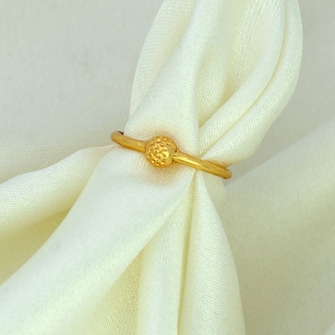 Elegant Gold Plated Textured Bead Band Ring - K Supreme