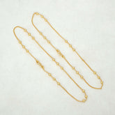Elegant Gold Plated Three Beads Curb Chain Anklets - K Supreme