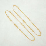 Elegant Gold Plated Three Beads Curb Chain Anklets - K Supreme