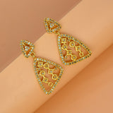 Elegant Gold Plated Triangular Stone Earrings - K Supreme