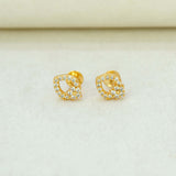 Elegant Small Gold Plated Sparkling Floral CZ Heart Studs - K Supreme