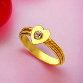 Elegant Stone Studded Heart Coir Finger Ring - K Supreme
