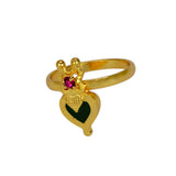 Ethnic Gold Plated Heart Enamel Finger Ring featuring a heart design with vibrant enamel and a gold finish.