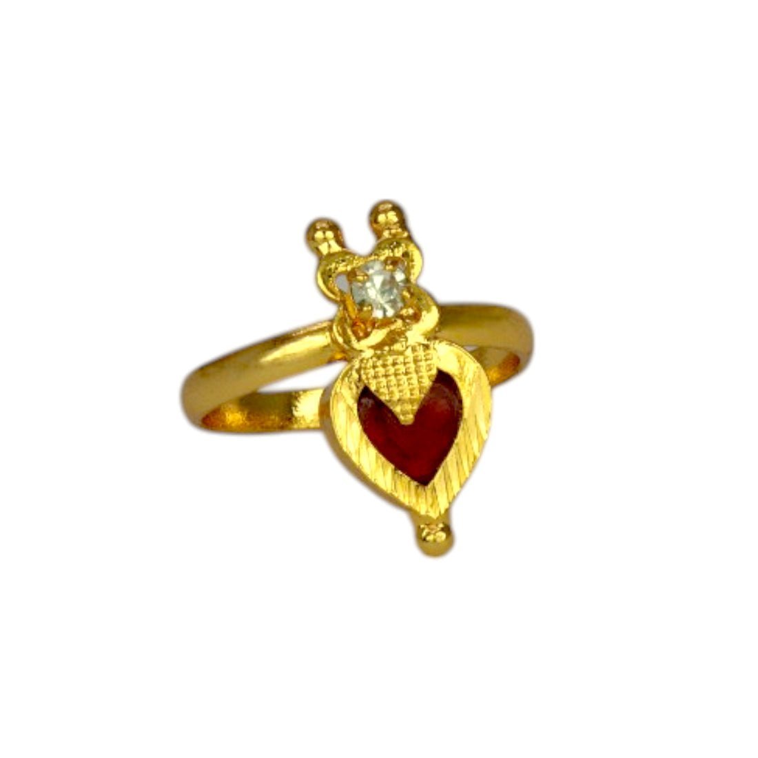 Ethnic Gold Plated Heart Enamel Finger Ring featuring a vibrant heart design and stylish gold finish.
