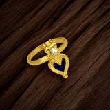 Ethnic Gold Plated Heart Enamel Finger Ring featuring a heart design with vibrant enamel and gold plating.