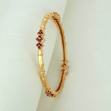 Exquisite Gold Plated Floral Ruby Stone Bangle - K Supreme