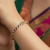 Exquisite Gold Plated Floral Stone Bangle - K Supreme