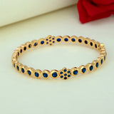 Exquisite Gold Plated Floral Stone Bangle - K Supreme