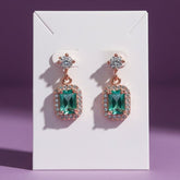 Fashionable CZ Square Stone Drop Earrings - K Supreme