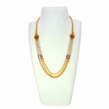 Floral Mugappu Pearls and Golden Designer Beads Layer Necklace - K Supreme