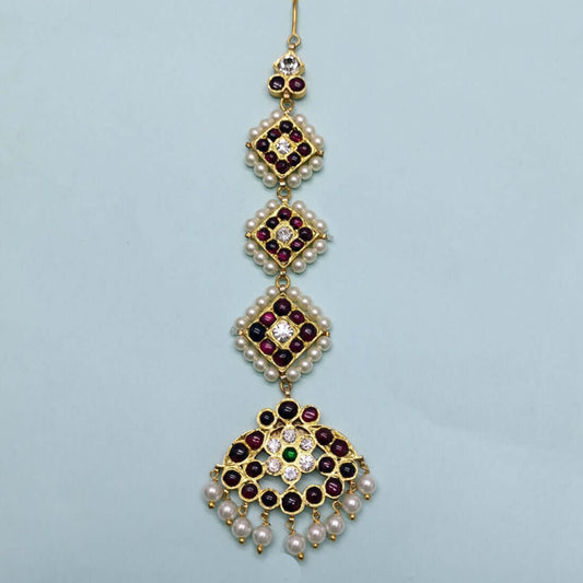 Four Step Kemp Stone Maang Tikka Nethichutti