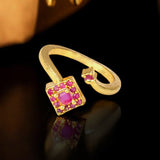 Gold Plated Alluring Two Jaw Ruby Finger Ring - KSupreme