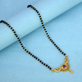 Gold Plated Black Beads Peacock Pendant Mangalsutra