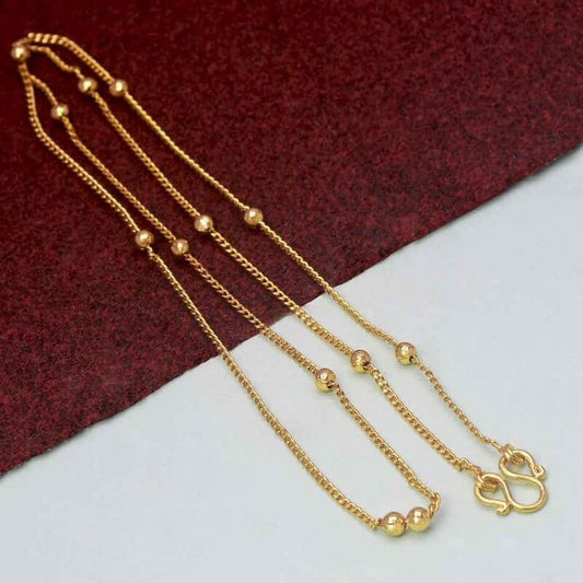 Gold Plated Designer Beaded Link Chain For Women - K Supreme