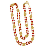 Gold Plated Double - Layered Red Coral Lakshmi Kasumala - KSupreme