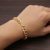 Gold Plated Double Link Charm Bracelet For Men