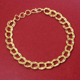 Unisex Gold Plated Double Link Charm Bracelet