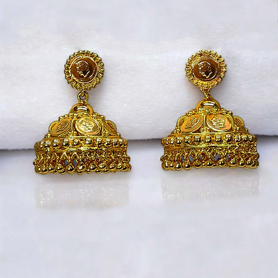 Gold Plated Ethnic Kasu Umbrella Jumka Earrings - K Supreme