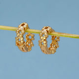 Gold - Plated Floral Hoop Earrings - K Supreme