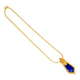 Gold Plated Medium Blue Nagapadam Pendant Chain