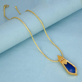 Gold Plated Medium Blue Nagapadam Pendant Chain