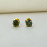 Gold Plated Olive Green Stone Stud Earrings - K Supreme