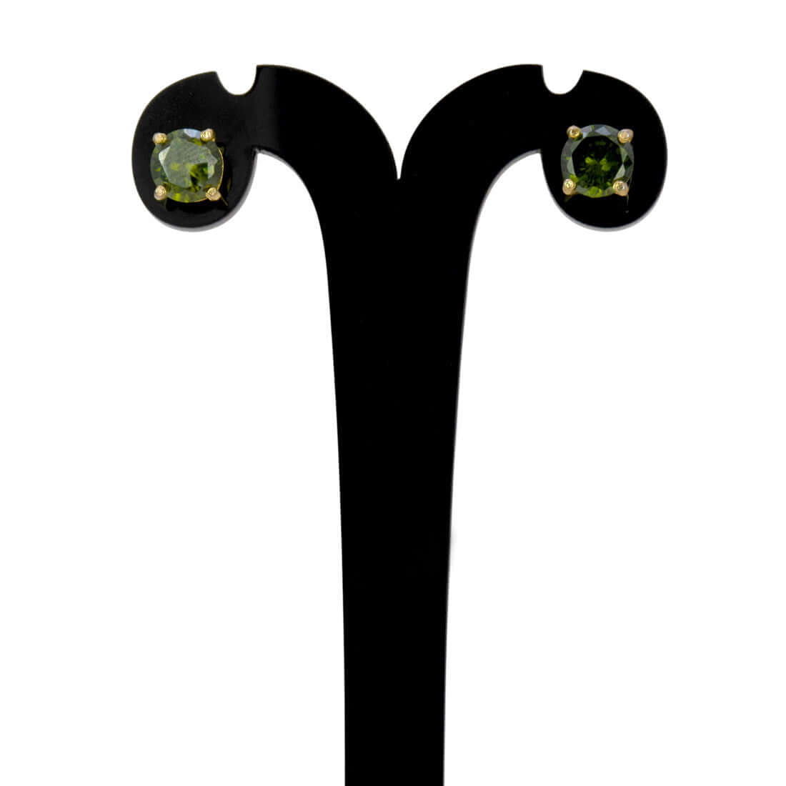 Gold Plated Olive Green Stone Stud Earrings - K Supreme