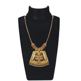 Gold Plated Ruby Stone Lakshmi Pendant Necklace - KSupreme