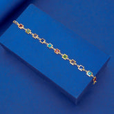 Gold-Plated Square-Cut Multi-colour Stone Bracelet