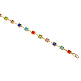 Gold-Plated Square-Cut Multi-colour Stone Bracelet