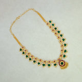 Gold Plated Traditional Indian Palakka Necklace - 9 Stones - K Supreme