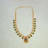 Gold Plated Traditional Indian Palakka Necklace - 9 Stones - K Supreme