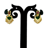 Gold Plated Beads Dangling Green Palakka Studs