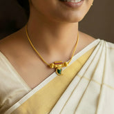 Kerala Gold Plated Green Mango Pendant Choker Necklace - K Supreme