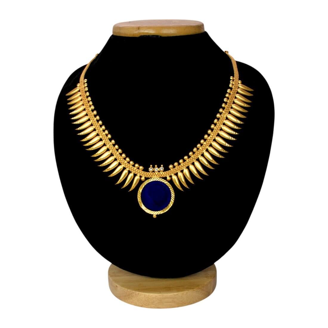Kerala Gold Plated Mullamottu Enamel Pendant Necklace - KSupreme