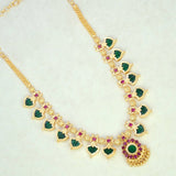 Kerala Gold Plated Palakka Necklace - 7 Stones - Green - K Supreme
