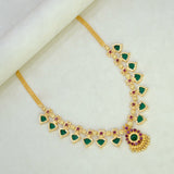 Kerala Gold Plated Palakka Necklace - 7 Stones - Green - K Supreme