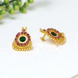Kerala Gold Plated Palakka Style Round Enamel Ear Studs - KSupreme