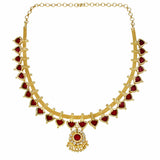 Kerala Traditional CZ Red Palakka Necklace With Pendant - K Supreme