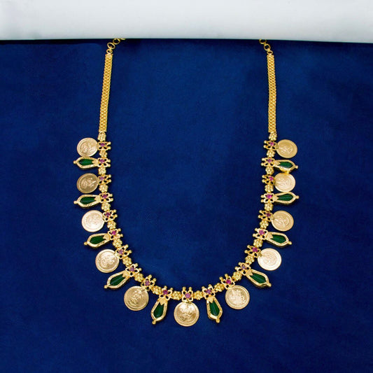 Kerala Traditional Lakshmi Kasu Green Nagapadam Necklace - KSupreme